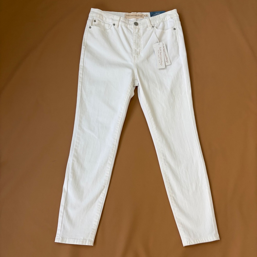 Soft Surroundings The‎ Ultimate High Rise Slim Jeans White 8P New Denim Pants